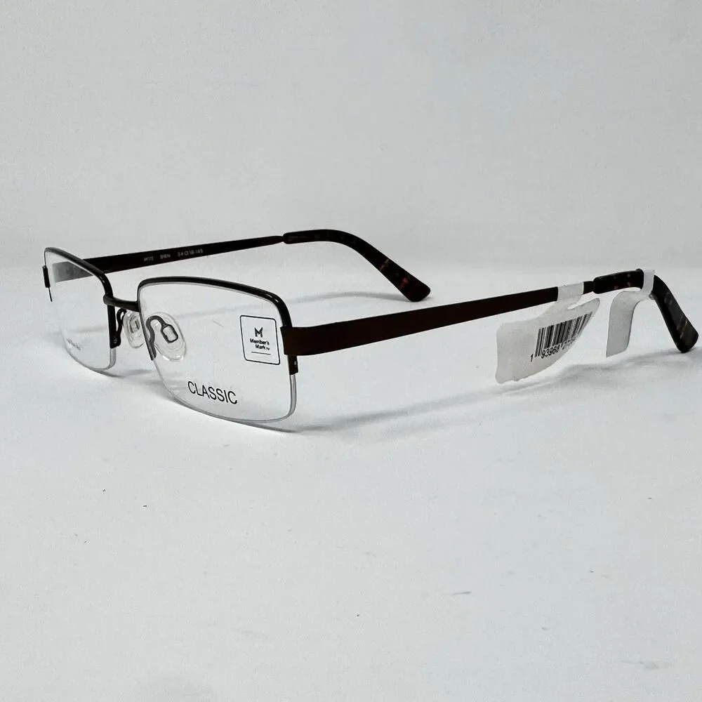 Member’s Mark M111 BRN Brown Semi Rimless Eyeglass Frames 54-18-145
